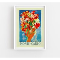 Monte-Carlo Blumen, 1950Er Jahre, Reise Kunst, Weltreise Dekor, Zeichnung, Kunst Reisen, Vintage Wohnkultur, Poster von SaltedJamStore