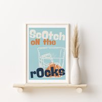 Scotch Cocktail Druck, Küchenkunst, Küchendekor, Boozy Geschenk, Kunst, Retro Poster, Mid Century Modern Art, Alkohol Geschenk von SaltedJamStore