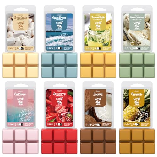 Salubrito Sommer Duftwachs für Duftlampe, 100% Sojawachs Raumduft Duftkerze, Wax Melts für Kerzen Wärmer, Meeresbrise, Tropischer Mojito, Rosa Insel, Frische Baumwolle, Kokosnuss, Ananas, Erdbeere von Salubrito