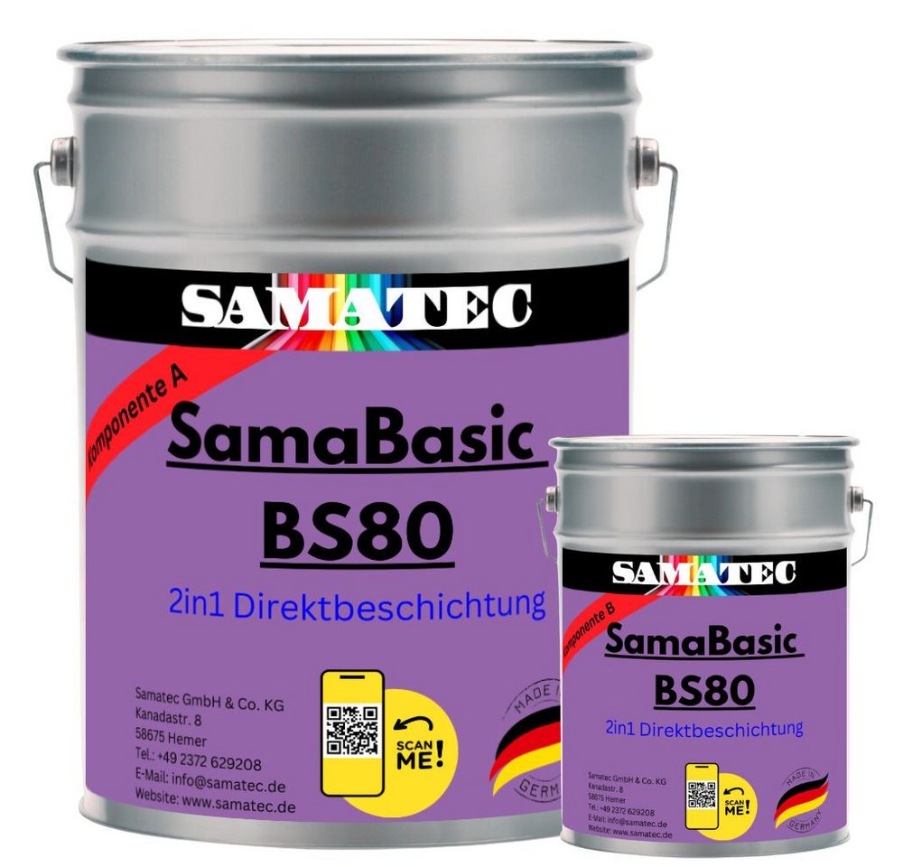 Samatec Bodenversiegelung Bodenbeschichtung Direktbeschichtung Bodenfarbe BS80 2K Versiegelung, wasserverdünnbar, weichmacherbeständig, lösemittelfrei, geruchsneutral Samatec Bodenversiegelung Bodenbeschichtung Direktbeschichtung Bodenfarbe BS80 2K Versiegelung, wasserverdünnbar, weichmacherbeständig, lösemittelfrei, geruchsneutral von Samatec