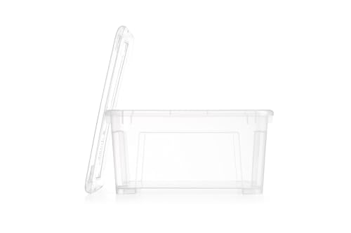 Samla Aufbewahrungsbox 22 Liter mit Deckel - stapelbare, transparente Box mit 39x28x28cm - aus Kunststoff von Samla