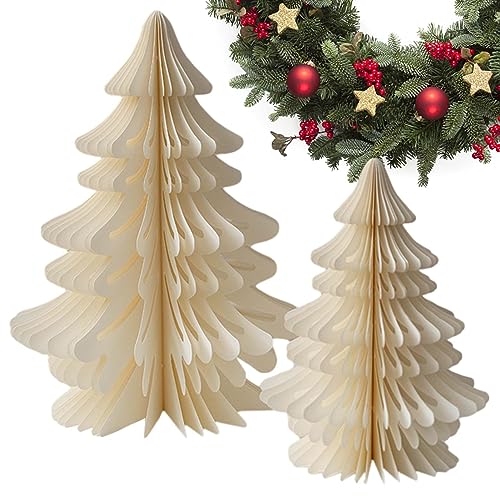 Wabenpapier Weihnachtsbaum - Papier Aufsteller Weihnachten Baumschmuck - 2 Stück Deko Weihnachten - Table Center Handgemachter Baum Für Weihnachtsfeier Herzstück Ornament Fenster Baumdekor von Samuliy