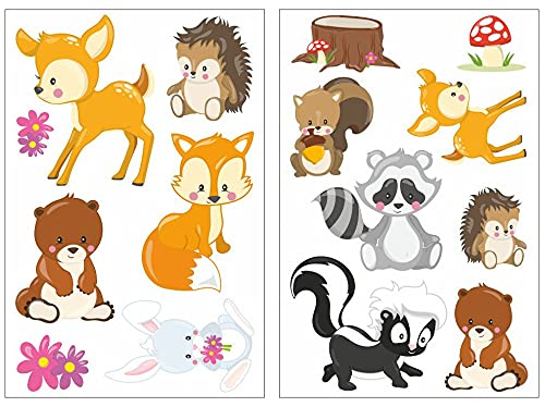 Samunshi® 15x Wandsticker Waldtiere Wandtattoo Kinderzimmer Mädchen Jungen Kinder Wandtattoo Babyzimmer Deko Junge Wall Stickers 2x 16x26cm von Samunshi