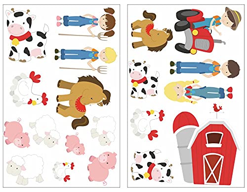 Samunshi® 20x Wandtattoo Bauernhof Set Wandbilder Kinderzimmer Deko Junge Wandtattoo Kinderzimmer Mädchen Wandsticker Kinderzimmer 2x 16x26cm von Samunshi