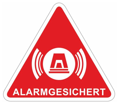 Samunshi® Aufkleber Alarmgesichert Dreieck Rot - Schild Sticker - Hinweisschild Warnschild Vorsicht vor: Kameraüberwachung Überwachungskamera Alarmanlage Alarmgesichert - 10x10cm mehrfarbig von Samunshi