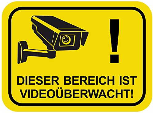 Samunshi® Aufkleber Bereich Videoüberwacht Gelb - Schild Sticker - Hinweisschild Warnschild Vorsicht vor: Kameraüberwachung Überwachungskamera Alarmanlage Alarmgesichert - 8x5,8cm mehrfarbig von Samunshi