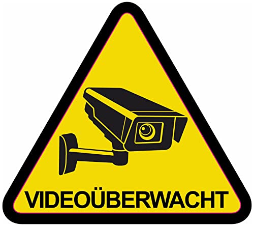 Samunshi® Aufkleber Videoüberwacht Dreieck Gelb - Schild Sticker - Hinweisschild Warnschild Vorsicht vor: Kameraüberwachung Überwachungskamera Alarmanlage Alarmgesichert - 15x15cm mehrfarbig von Samunshi