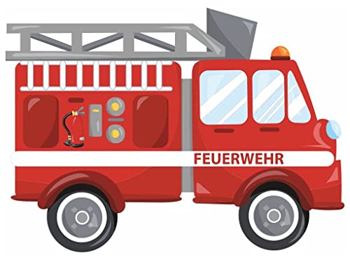 Samunshi® Cooles Feuerwehrauto Wandtattoo Feuerwehr Wandaufkleber Kinderzimmer - 30x22cm mehrfarbig von Samunshi