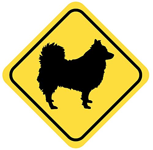 Samunshi® Deutscher Spitz Warnschild Warndreieck Aufkleber Achtung Vorsicht Hund - 10x10cm mehrfarbig von Samunshi