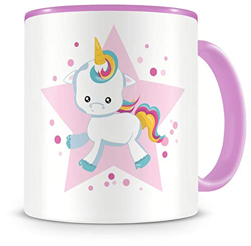 Samunshi® Kinder-Tasse mit einem Baby Einhorn als Motiv Bild Kaffeetasse Teetasse Becher Kakaotasse rosa von Samunshi