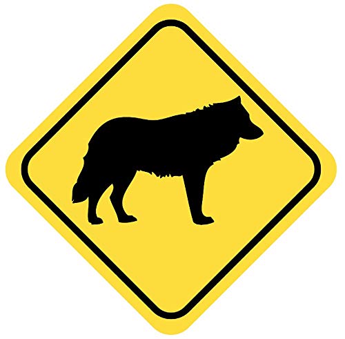 Samunshi® Wolf Warnschild Warndreieck Aufkleber Achtung Vorsicht Tier - 8x8cm mehrfarbig von Samunshi