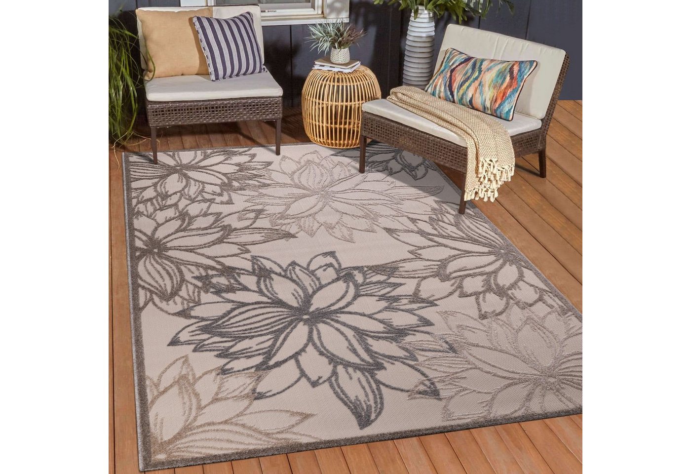 Teppich Floral 2 Outdoor, Sanat, rechteckig, Höhe: 6 mm, In- und Outdoor geeignet, Blumen, Balkon, Terrasse, Außenbereich von Sanat
