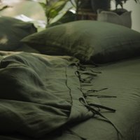 Grüner Leinen Bettbezug, Bettbezug von SandSnowLinen
