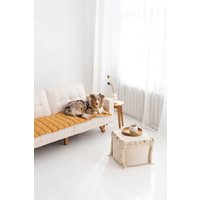 Leinen Couch Haustier Matte, Schutz, Gesteppte Abdeckung, Sofa Topper Auflage, Bank Sitz von SandSnowLinen