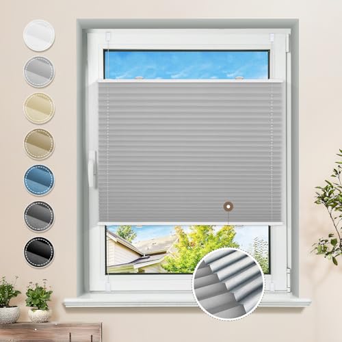 Plissee ohne Bohren Verdunkelung Klemmfix Hellgrau 85x210cm Thermo Plissees 100% Verdunklung Rollos für Fenster & Tür Verdunklungsplissee ohne Bohren Sichtschutz und Sonnenschutz Plissee ohne Bohren Verdunkelung Klemmfix Hellgrau 85x210cm Thermo Plissees 100% Verdunklung Rollos für Fenster & Tür Verdunklungsplissee ohne Bohren Sichtschutz und Sonnenschutz von Sanfree