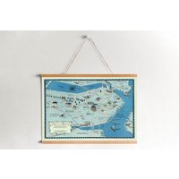 Boston Karte Von 1926 Gerahmt Leinwanddruck| Wand Kunstdrucke| Leinwandbild| Fertig Zum Aufhängen| Moderne Wandkunst| Vintage Landkarte von Sangalyos