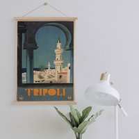 Hänger Gerahmt Leinwand Druck Von Vintage Tripoli Reise Werbung| Wand Kunstdrucke| Leinwandbild| Fertig Zum Aufhängen| Wanddekoration von Sangalyos