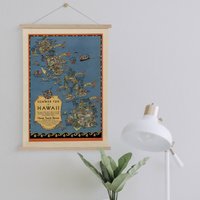 Hawaii Karte Von 1930 Gerahmt Leinwanddruck| Wand Kunstdrucke| Leinwandbild| Fertig Zum Aufhängen| Moderne Wandkunst| Vintage Landkarte von Sangalyos