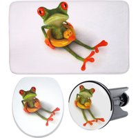 Sanilo Badaccessoire-Set "Froggy", (Komplett-Set, 3 tlg.), bestehend aus WC-Sitz, Badteppich und Waschbeckenstöpsel von Sanilo