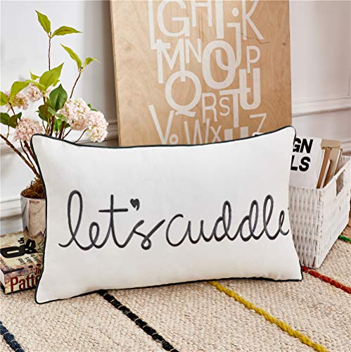 Sanmetex Let's Cuddle dekorativer Lendenkissenbezug 30 x 50 cm, Stickerei, rechteckig, grau, Kissenbezug für Bett, Schlafzimmer, Wohnzimmer (30 x 50 cm) von Sanmetex