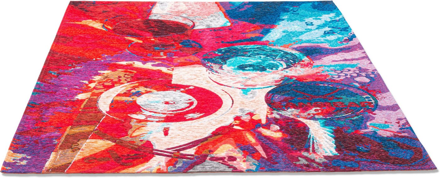 Teppich Keitum 008, Sansibar, rechteckig, Höhe: 3 mm, Flachgewebe, modernes Design, Motiv Gläser & gekreuzte Säbel von Sansibar