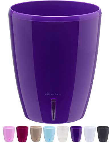 Santino Orchideentopf D 16.5cm. Selbstbewässernder Topf mit Dochtsystem und Wasserstandsanzeige für den Innenbereich (Violet - 3,3L) von Santino