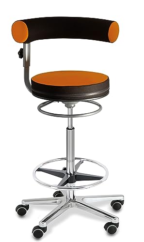 Sanus®-Gesundheitsstuhl Hochstuhl Schreibtischstuhl Sitzhöhe variabel von 63-89 cm, Stoffbezug (orange/schwarz) von Sanus