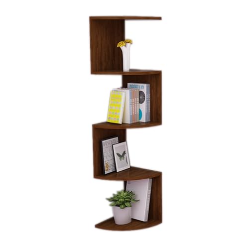 SanzIa 5-stufiges Schwebendes Bücherregal, Eckregal Wandmontage, Pflanzenregal für Schlafzimmer, Wohnzimmer, Bad, Haus, Büro, Passen 90-Grad-Wandecken(5 Tier) von SanzIa