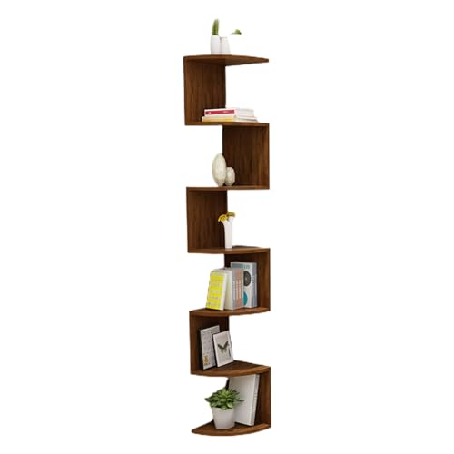 SanzIa 5-stufiges Schwebendes Bücherregal, Eckregal Wandmontage, Pflanzenregal für Schlafzimmer, Wohnzimmer, Bad, Haus, Büro, Passen 90-Grad-Wandecken(7 Tier) von SanzIa