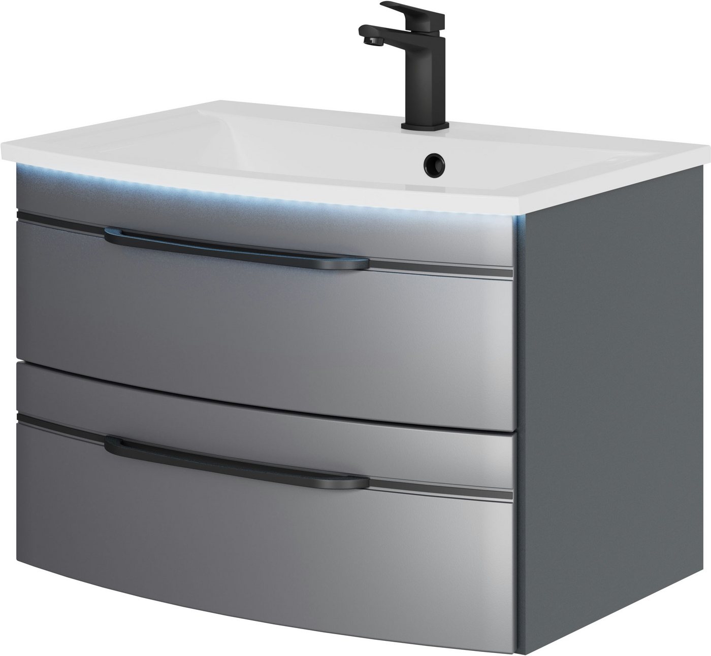 Saphir Waschtisch Serie 7045 Mineralmarmor-Waschtisch und Unterschrank, 71,5 cm breit, Waschplatz mit 2 Schubladen, Badmöbel Set mit Waschtisch von Saphir