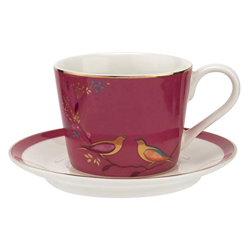 Sara Miller London Chelsea Tasse und Untertasse, Keramik, Rose, 95 cm von Portmeirion