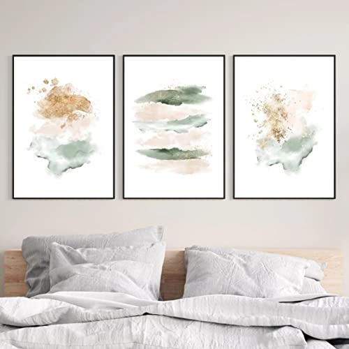 Sarah Duke 3er Poster Set Grün Wohnzimmer Decor Bilder Poster Set Moderne Bilder Wandbilder Abstrakt Kunst Ohne Rahmen Leinwandbilder Wanddecor Wandposter (50 x 70cm) von Sarah Duke