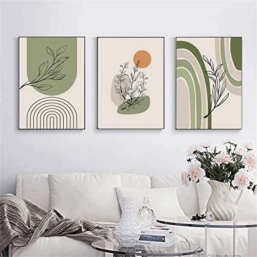 Sarah Duke 3er Set Premium Poster, Abstrakt Grün Blätter Bilder, Modern Print Kunstposter, Wandbilder für Wohnzimmer Schlafzimmer, Ohne Rahmen (50x70cm) von Sarah Duke