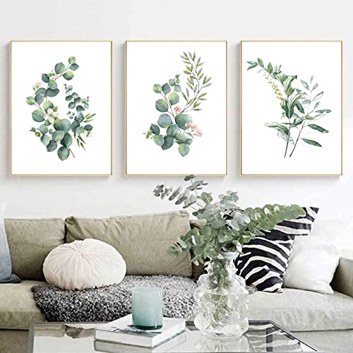 Sarah Duke 3er Stilvolle Poster Set Grün Wandbilder Blätter Poster Vintage Natur Wandbild Modern Bilder Set Wanddeko Wohnzimmer Decor, Ohne Rahmen (21x30cm) von Sarah Duke