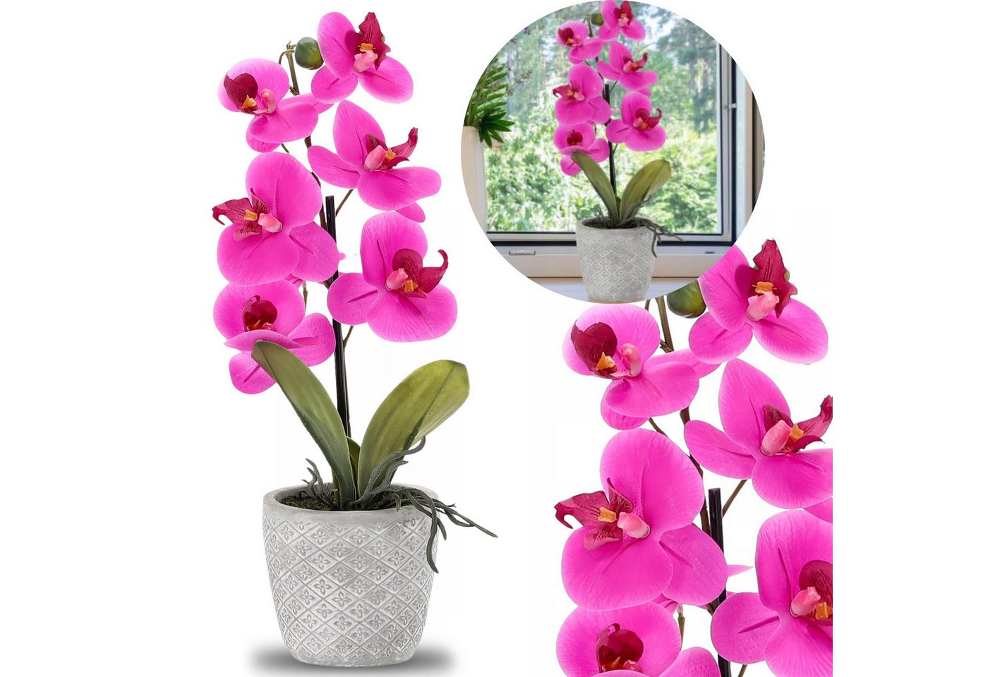 Künstliche Zimmerpflanze Künstliche Orchidee im Topf, rosa 35 cm, Sarcia.eu von Sarcia.eu