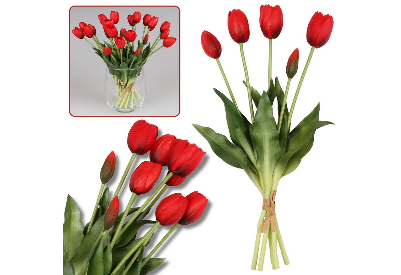 Kunstblumenstrauß Silikontulpen, rot, wie lebendig, Strauß von 5 Stück, Sarcia.eu von Sarcia.eu