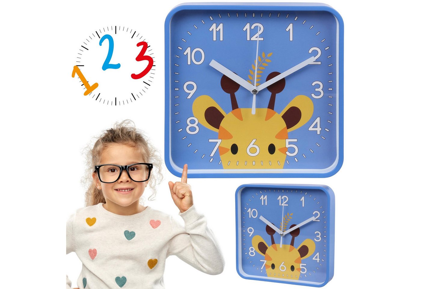 Sarcia.eu Wanduhr Giraffe Wanduhr analog, quadratische Uhr für Kinder 20,2x20,2 cm von Sarcia.eu