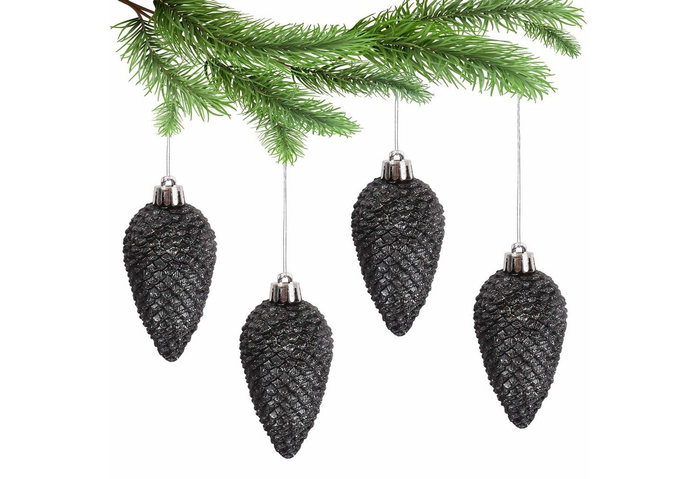 Sarcia.eu Weihnachtsbaumkugel Schwarze Zapfen für den Weihnachtsbaum 4 Stück x 1 Pack von Sarcia.eu