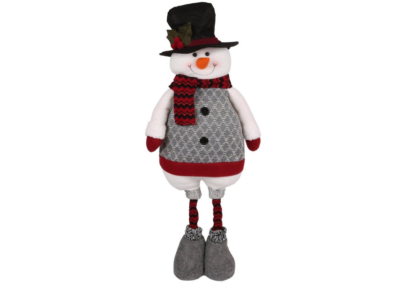 Sarcia.eu Weihnachtsfigur Grauer Schneemann mit verstellbaren Beinen 52/82 cm von Sarcia.eu