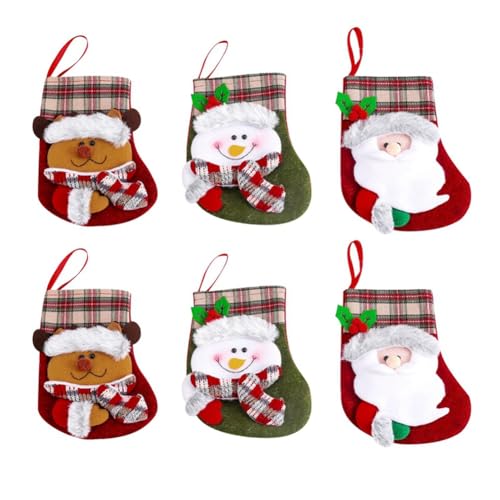 Sarpoer WeihnachtsstrüMpfe SüßIgkeiten GeschenktüTe 3D Weihnachtsmann Schneemann-Elch Socken Dekoration von Sarpoer