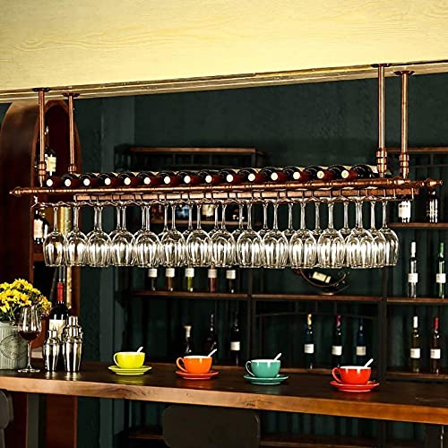 SaryEdge Deckenweinregal, höhenverstellbar, Weinglasflaschen-Stielglashalter, Innendekor-Aufbewahrungsweinregal, für Bars/Restaurants/Küchen (Größe: 60 cm) (60 cm) von SaryEdge