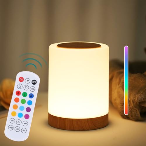 Nachttischlampe Nachtlicht Touch Dimmbar mit 13 Farben und 3 Modi, LED Tischlampe USB Aufladbar mit Fernbedienung,Tischlampe Kabellos mit Timer & Memory Funktio,Nachtlicht für Schlafzimmer Wohnzimmer Nachttischlampe Nachtlicht Touch Dimmbar mit 13 Farben und 3 Modi, LED Tischlampe USB Aufladbar mit Fernbedienung,Tischlampe Kabellos mit Timer & Memory Funktio,Nachtlicht für Schlafzimmer Wohnzimmer von Sathychanpy
