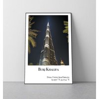 Burj Khalifa Poster | Burj Khalifa Dubai Poster Uae Travel Print United Arab Emirates von SaturnPrintsUS
