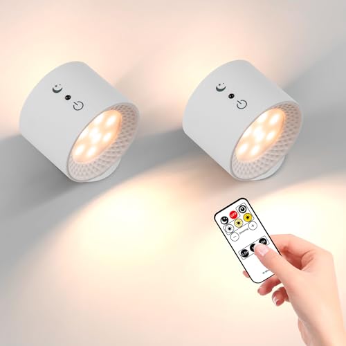 Sayapeiy LED Wandlampe Innen 2 Stück, Wandleuchten Magnetkugel 360 ° drehbar, 3 Helligkeitsstufen, Wiederaufladbarer Akku, Touch-Steuerung, für Wohnzimmer Schlafzimmer Treppenhaus von Sayapeiy