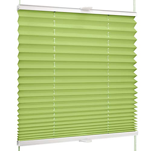 SchattenFreude Basic Klemmfix-Plissee für Fenster | Mit Klemm-Haltern | Ohne Bohren | Grün, Breite: 135cm x Höhe: 150cm von SchattenFreude