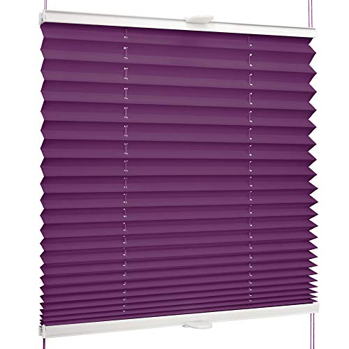 SchattenFreude Basic Klemmfix-Plissee für Fenster | Mit Klemm-Haltern | Ohne Bohren | Violett, Breite: 50cm x Höhe: 130cm von SchattenFreude