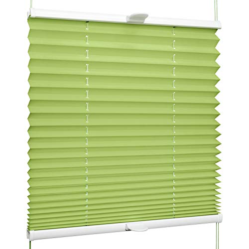 SchattenFreude Klemmfix-Plissee für Fenster | Mit Klemm-Haltern | Ohne Bohren | Grün, Breite: 70cm x Höhe: 100cm von SchattenFreude