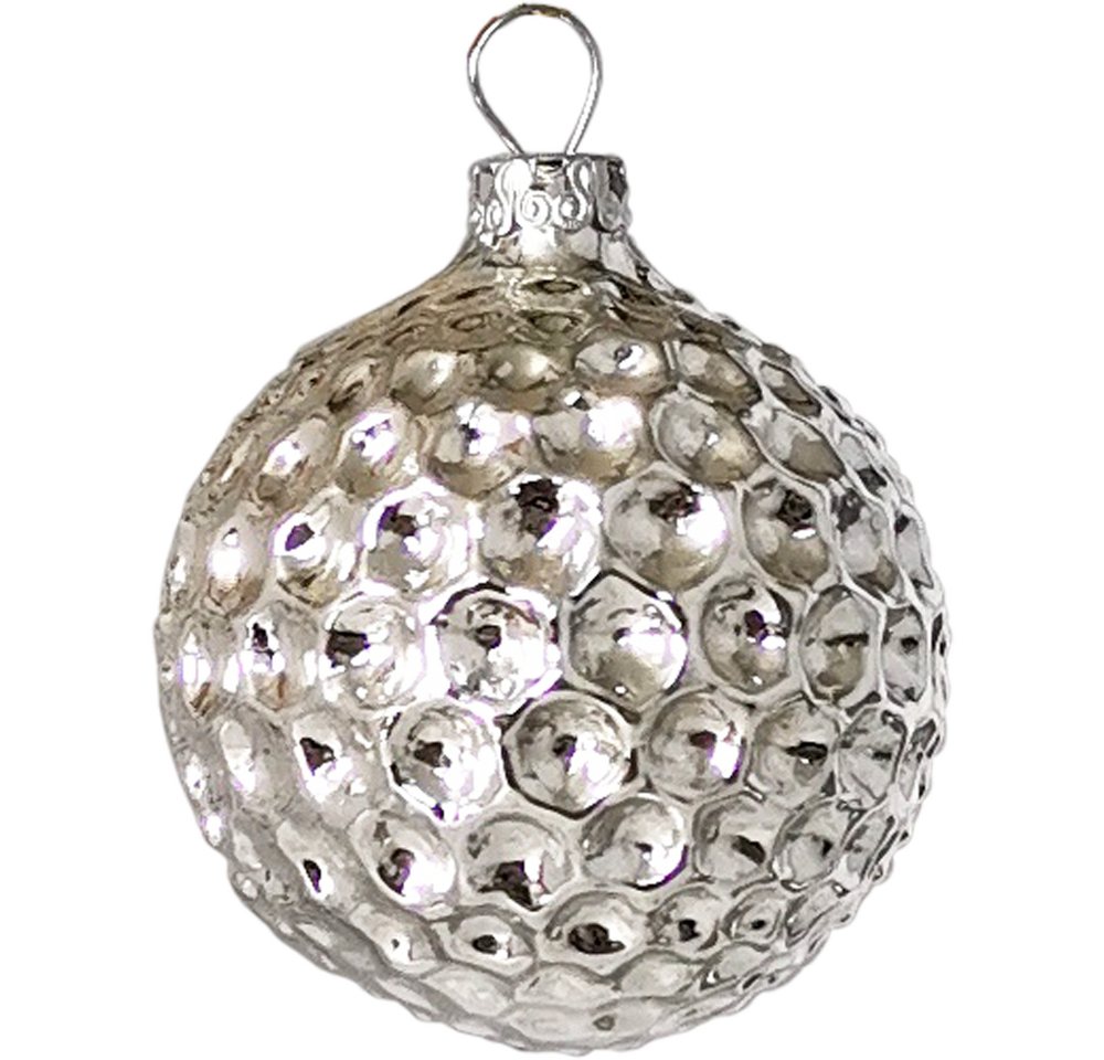 Schatzhauser Christbaumschmuck Waffel Kugel Ornament Silberform ca. 6cm (1-tlg), mundgeblasen von Schatzhauser