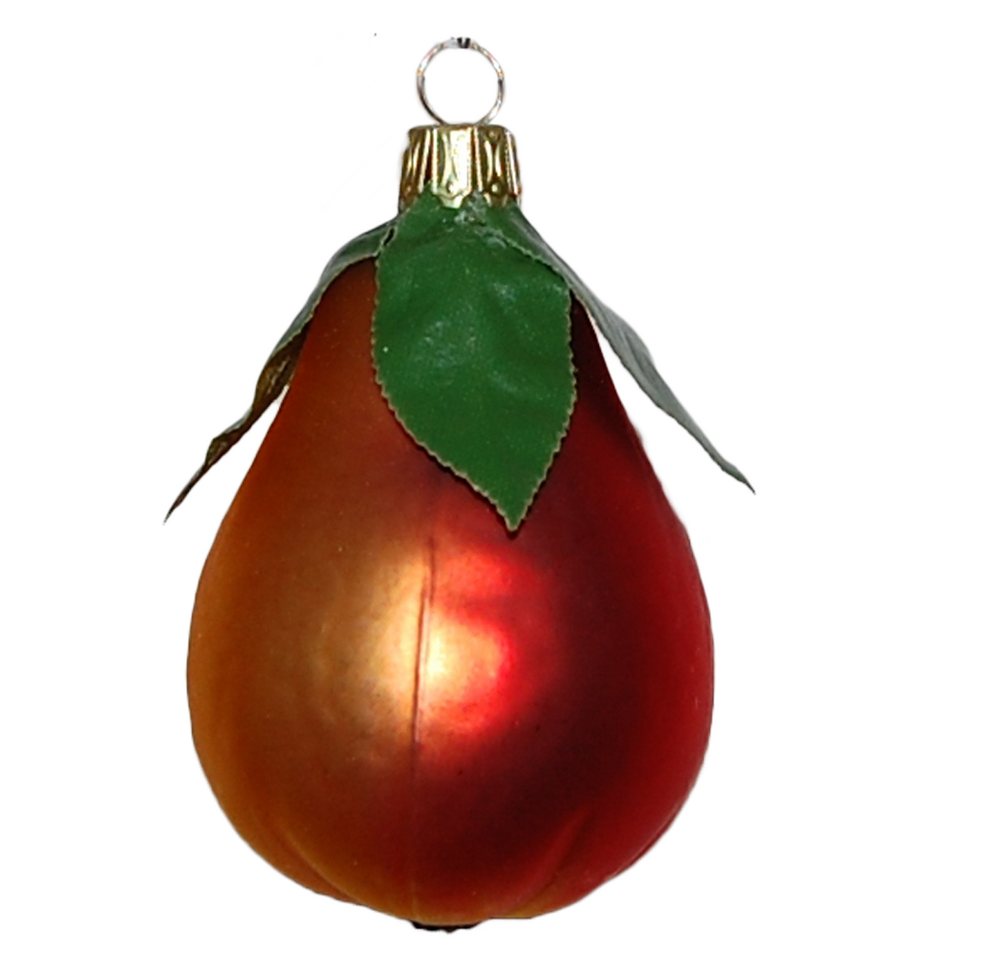 Christbaumschmuck Birne 8cm rot/gelb (1-tlg), mundgeblasen, handbemalt von Schatzhauser