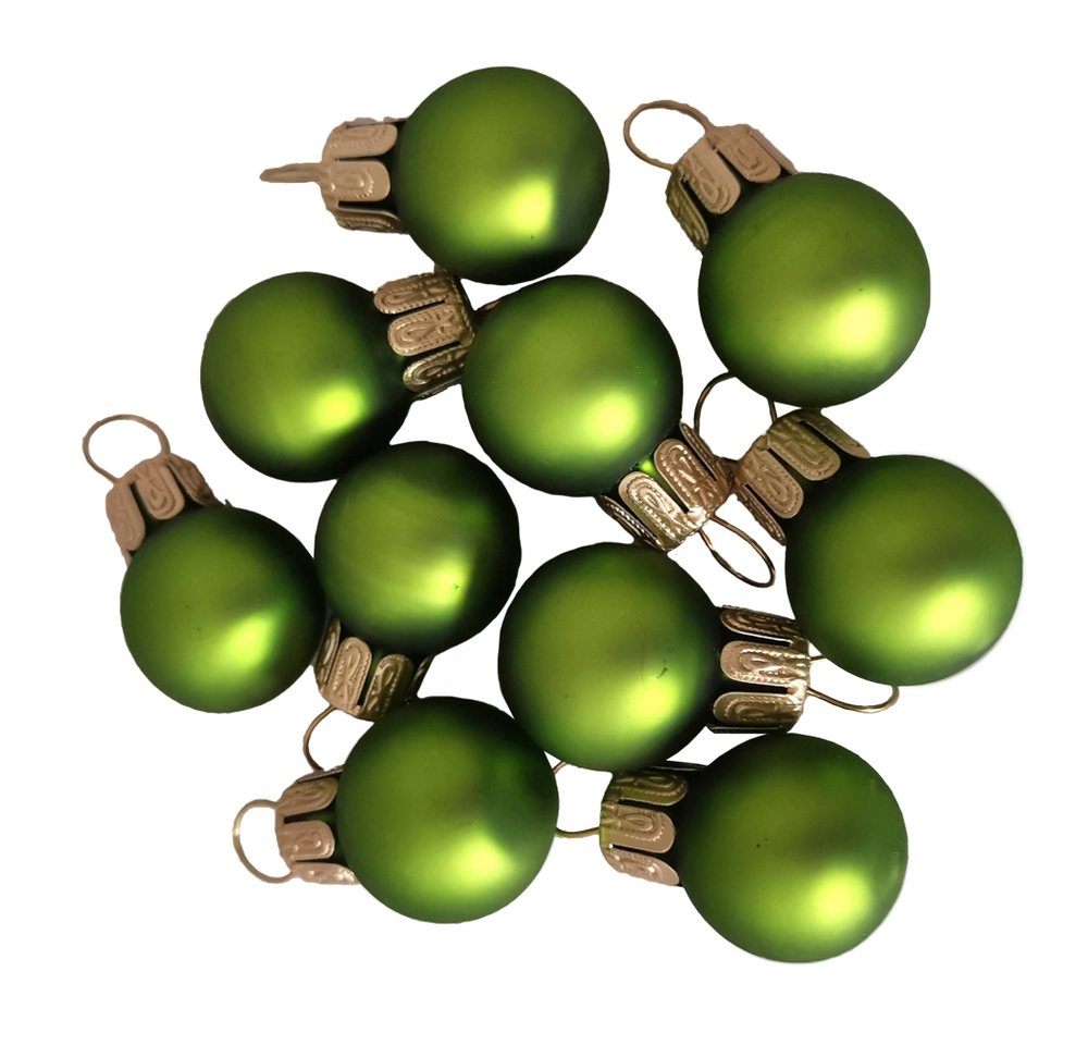 Weihnachtsbaumkugel Mini-Kugeln, Spiegelbeeren apfelgrün matt Ø 2cm (10 St) von Schatzhauser